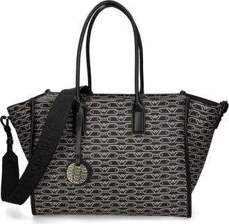 Emporio Armani Black Jacquard-logo-motif tote bag