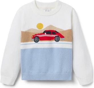 Janie and Jack The Race Car Sweater in Ivory at Nordstrom, Size 12-18M
