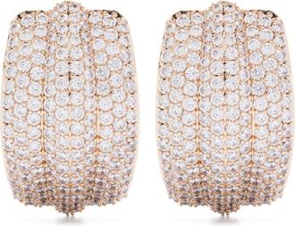 Self Portrait crystal ridge earrings - Gold