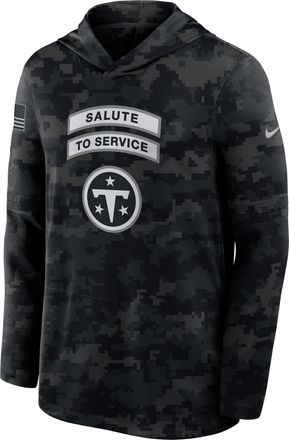 Nike Tennessee Titans Salute to Service Sideline Nike Mens Dri-FIT NFL Long-Sleeve Hooded Top in Black | 03B90ILOA5A-YUN