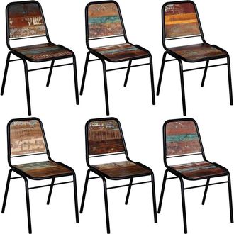 vidaXL Vidaxl - Sillas De Comedor 6 Unidades Madera Maciza Reciclada