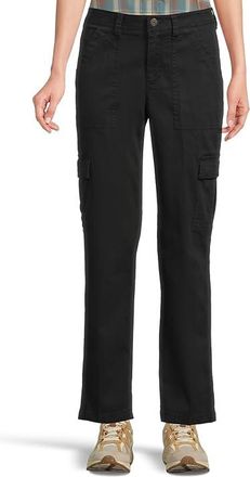 L.L.Bean Comfort Stretch Mid-Rise Straight-Leg Cargo Pants Womens Clothing Dark Black : 16, Cotton/Spandex