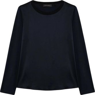 Elena Miro Viscose T-shirt - Dames - Longsleeves - Blauw - XL - Tops