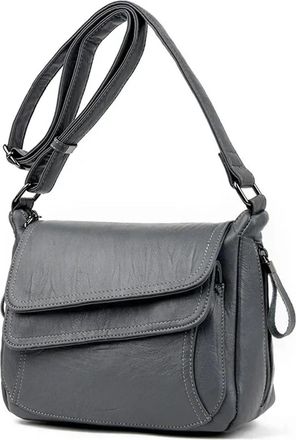Generic Compatible For Soft Leather Purses And Handbags Women Bags Shoulder Crossbody(Grey)