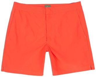 Sid Mashburn Mens Zip-Front Mid-Length Swim Short In Coral Nylon