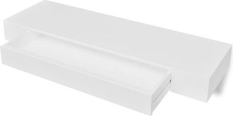 vidaXL Vidaxl - Estante Flotante Pared Con 1 Caj&oacute;n Mdf Blanco Para Libros/dvd