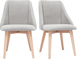 Miliboo Set De 2 Sillas De Tela Efecto Aterciopelado Texturizado Gris Y Madera Clara Maciza Higgins