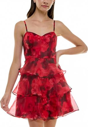 BCX Elegant Ruffle Fit & Flare Dress In Red
