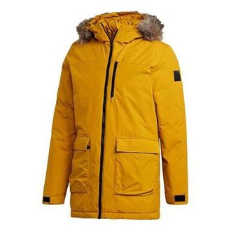 adidas Xploric Windproof Casual Sports Hooded Down Jacket Mens Yellow GK3551