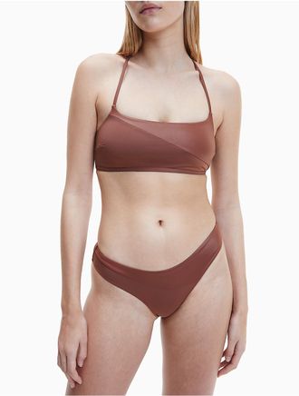 Calvin Klein Womens Core Essentials Bralette Bikini Top - Brown - M