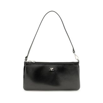 Courr&egrave;ges Shoulder Bags, female, Black, Size: ONE SIZE Zipped Naplack Pouch