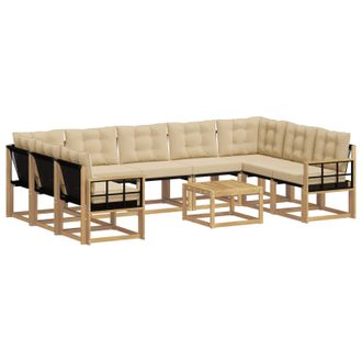 vidaXL Conjunto De Sof&aacute;s De Exterior Con Coj&iacute;n 10 Pcs Y Beige Vidaxl