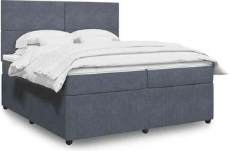 vidaXL Cama Box Spring Con Colch&oacute;n Terciopelo Gris Oscuro 200x200 Cm