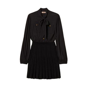 Twinset Dames, Jurken, Zwart, Maat: M Leer