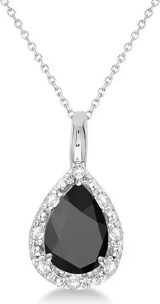 Allurez Pear Shaped Pendant Necklace in 0.85Ct, Onyx, White Gold at Nordstrom, Size 18