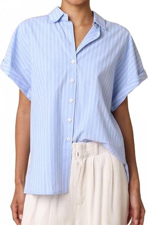 Olivaceous Virgil Stripe Short Sleeve Shirt In Sky Blue