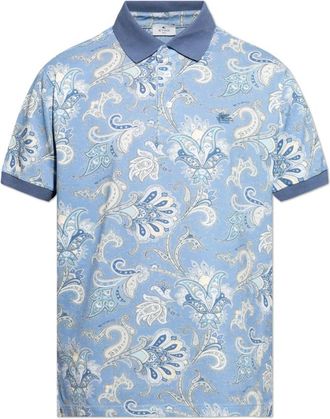 Etro Katoenen polo shirt met decoratief patroon - Heren - Polos - Blauw - XL - Katoen - Tops