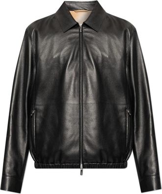 Ferragamo Leren jas - Heren - Leren en Su&egrave;de Jassen - Zwart - L - Leer - Jassen