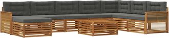 vidaXL Conjunto De Sof&aacute;s De Exterior 9 Uds. Natural Y Antracita Vidaxl