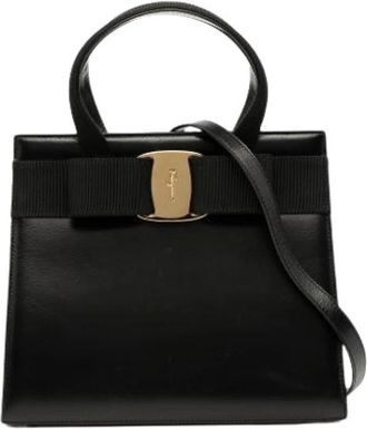 Ferragamo Pre-owned Handbags, female, Black, Size: ONE SIZE Pre-owned Leather Handbag