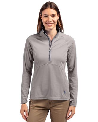 Cutter & Buck Adapt Eco Knit Stretch Recycled Womens Half Zip Pullover Jacket