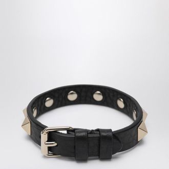 Valentino Black leather Rockstud bracelet