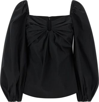 Carolina Herrera Top met pofmouwen - Dames - Blouses - Zwart - M - Katoen - Overhemden