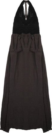 120% Lino Linen Polyamide Halter Crochet Dress