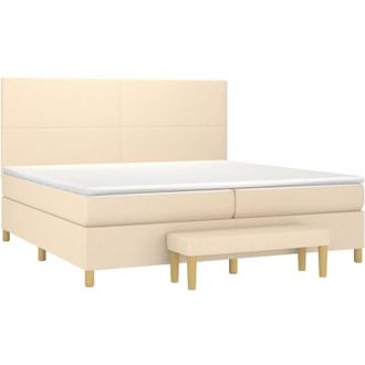 vidaXL Vidaxl - Cama Box Spring Con Colch&oacute;n Tela Color Crema 200x200 Cm