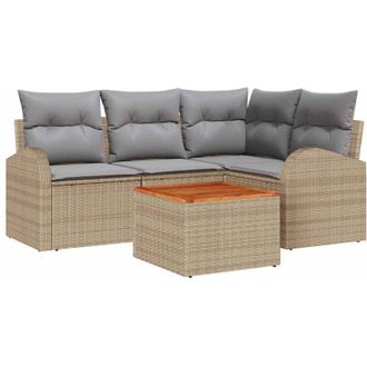 vidaXL Garden Sofa Set 5 pcs Beige and light grey vidaXL