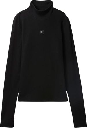 Calvin Klein Jeans Dolcevita a coste in cotone - - Knitwear - Donna - Nero - XL