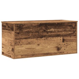Berkfield Home Storage Box with Lid Old Wood 100x42x46 cm Engineered Wood in Brown | Size: 100 x 42 x 46 cm