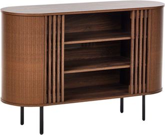 Beliani Sideboard Particle Board Metal Legs Retro Style Living Room Furniture Storage Dark Brown Taroon