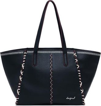 Desigual Whipstitch Faux Leather Tote Bag in Black at Nordstrom