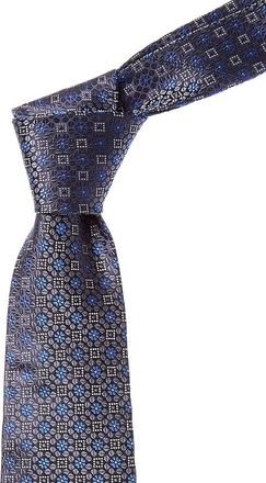 Canali Blue Floral Squares Silk Tie
