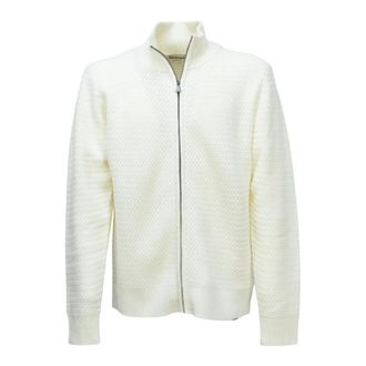 Roy Rogers Truien & Vesten, Heren, Wit, XL, Wol, Maglia Full Zip in Lana Merino