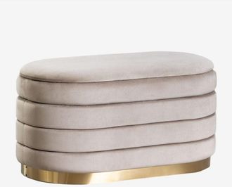 Sklum Sklum - Banco Con Almacenaje En Terciopelo Bradford Gris Topo Claro