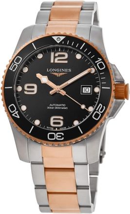 Longines HydroConquest Automatic Black Dial Rose Gold & Steel Mens Watch L3.782.3.58.7