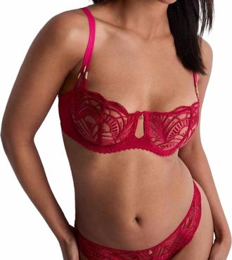 Aubade Vibes Half Cup Bra In Red Love & Plain Bordeaux