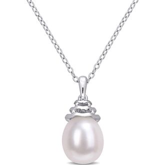 Delmar Sterling Silver 8-8.5mm Freshwater Cultured Pearl Pendant in White at Nordstrom Rack