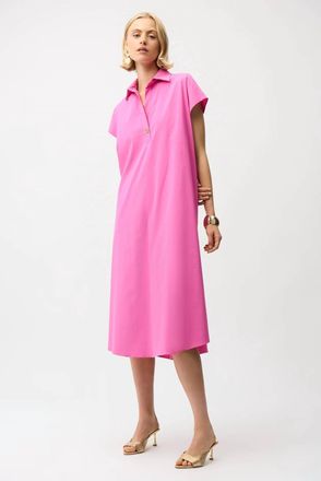 Joseph Ribkoff Stretch Poplin Trapeze Shirt Dress In Pink Sherbet