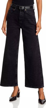 Re/Done High Rise Wide Leg Crop Jean In Black Vein