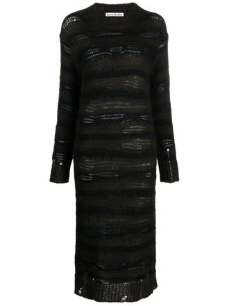 Acne Studios striped open-knit midi dress - Black
