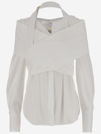 Patou White Wrap Poplin Blouse
