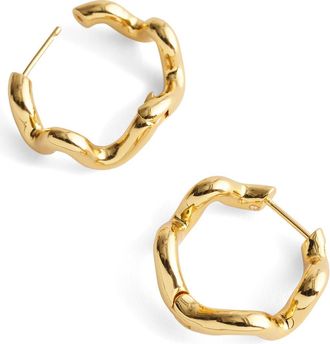 Madewell Demi Fine Wavy Double Hoop Huggie Earrings in Antique Gold at Nordstrom