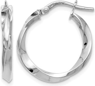 Diamond2Deal 14K White Gold Polished Twisted Round Shape Hoop Earrings
