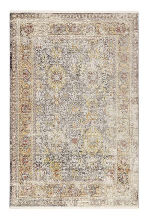 Wecon Home Alfombra tejida vintage, gris y amarillo, con flecos 230x160