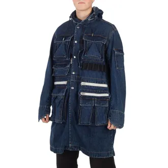 sacai Khaki Denim Hooded Blouson Coat, Brand Size 1 (Small)