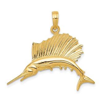 Diamond2Deal 10k Yellow Gold Polished Sailfish Pendant