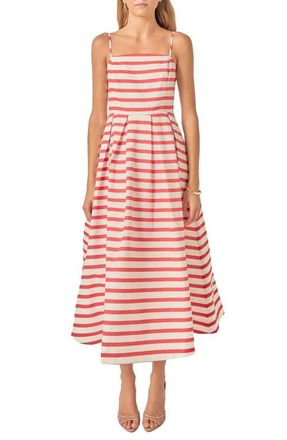 English Factory Stripe Sleeveless Maxi Dress in Off White/Red at Nordstrom, Size X-Small